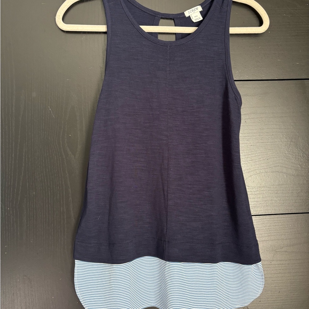 J. Crew Top  in Navy with Striped Hem xxs